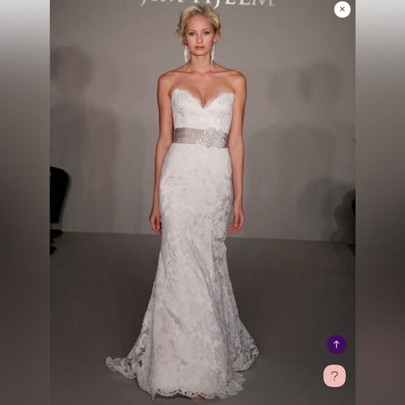 Stunning New $3900 JLM Couture Jim Hjelm Sweetheart Lace Overlay Wedding Gown! - Picture 3 of 12